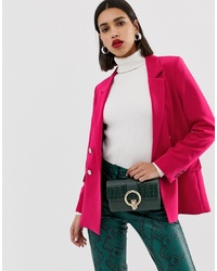 Warehouse Double Breasted Blazer In Bright Pink