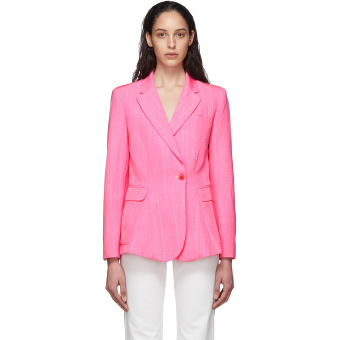 Jacquemus Pink La Veste Qui Vole Blazer, $630 | SSENSE | Lookastic