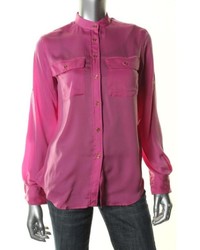 Lauren Ralph Lauren New Pink Satin Two Pocket Button Down Top Shirt Xl Bhfo