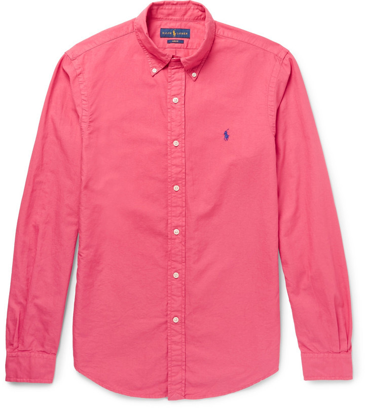 pink ralph lauren button down shirt