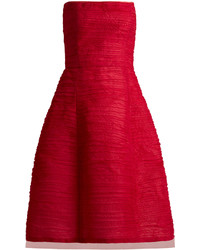 Oscar de la Renta Pleated Silk Organza Dress