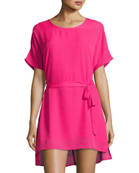 Lucca Couture Short Sleeve Belted Dress Fuchsia