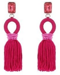 Oscar de la Renta Crystal Embellished Silk Tassel Short Earrings