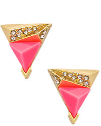 Blu Bijoux Gold Crystal And Hot Pink Arrowhead Earrings