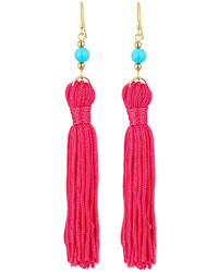 Kenneth Jay Lane Thread Tassel Earrings Pink