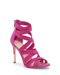 Hot Pink Elastic Heeled Sandals
