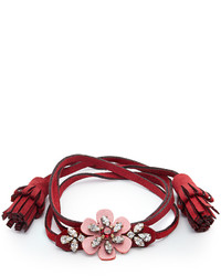 Shourouk Crystal Embellished Flower Alcantara Bracelet