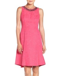London Times Embellished Faille Fit Flare Dress