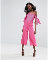 Hot Pink Embellished Jumpsuit