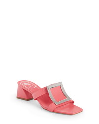 Hot Pink Embellished Leather Heeled Sandals