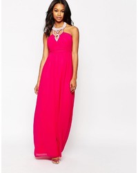 Hot Pink Embellished Maxi Dress