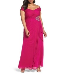 Alex Evenings Plus Size Embellished Off The Shoulder Gown