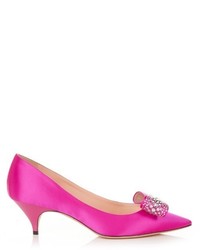Rochas Bow Embellished Point Toe Pumps