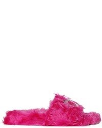 Chiara Ferragni 10mm Embellished Eye Lamb Fur Sandals