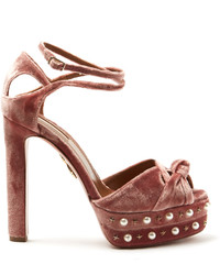 Aquazzura Harlow Embellished Velvet Sandals