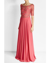 Hot Pink Embellished Silk Dress