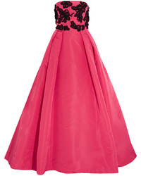 Hot Pink Embellished Silk Evening Dress