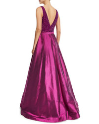 Jovani Sleeveless Embellished Silk Taffeta Ball Gown Magenta