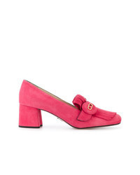 Hot Pink Embellished Suede Loafers