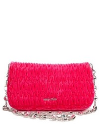 Miu Miu Velluto Crystal Embellished Crossbody Clutch Pink