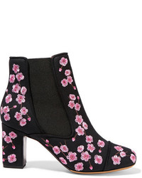 Hot Pink Embroidered Ankle Boots