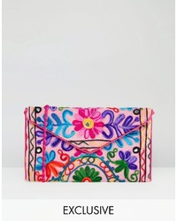 Hot Pink Embroidered Crossbody Bag