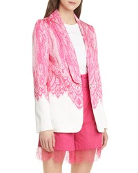 Hot Pink Embroidered Lace Blazer