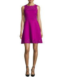 Hot Pink Embroidered Lace Dress