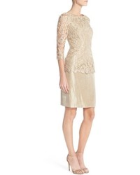Adrianna Papell Floral Embroidered Peplum Sheath