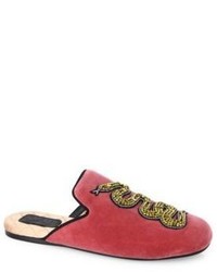 Gucci Lawrence Crystal Embroidered Velvet Slippers