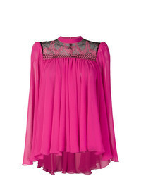 Hot Pink Embroidered Long Sleeve Blouse