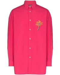 Hot Pink Embroidered Long Sleeve Shirt