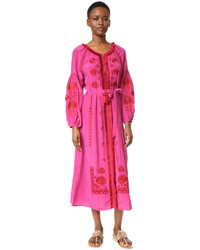 Hot Pink Embroidered Maxi Dress