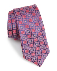 Hot Pink Embroidered Silk Tie