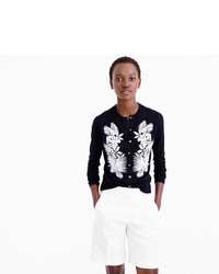 J.Crew Cotton Jackie Cardigan Sweater In Embroidered Palm