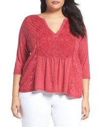 Lucky Brand Plus Size Embroidered Tee