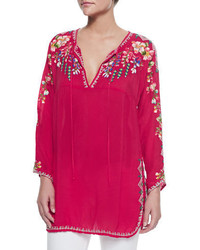 Johnny Was Vanessa Georgette Embroidered Tunic Plus Size