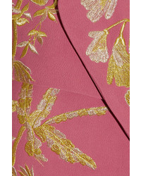 Erdem Rian Metallic Embroidered Crepe Vest Pink
