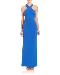 Laundry by Shelli Segal Crossover Halter Neck Gown