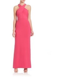Laundry by Shelli Segal Crossover Halter Neck Gown