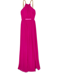 Haney Emeline Embellished Silk Chiffon Halterneck Gown
