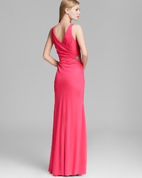 JS Collections Gown Double V Neck Side Embellished