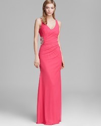 JS Collections Gown Double V Neck Side Embellished