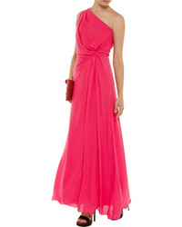 Halston Heritage Asymmetric Knotted Chiffon Gown