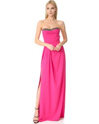 Marchesa Notte Strapless Crepe Gown