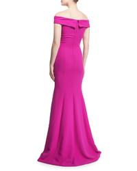 Theia Off The Shoulder Mermaid Gown Magenta