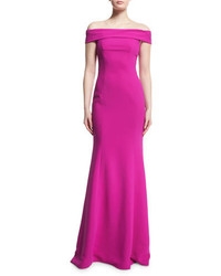 Theia Off The Shoulder Mermaid Gown Magenta