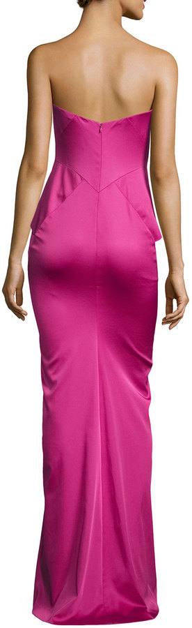 evening dress in shocking pink faille