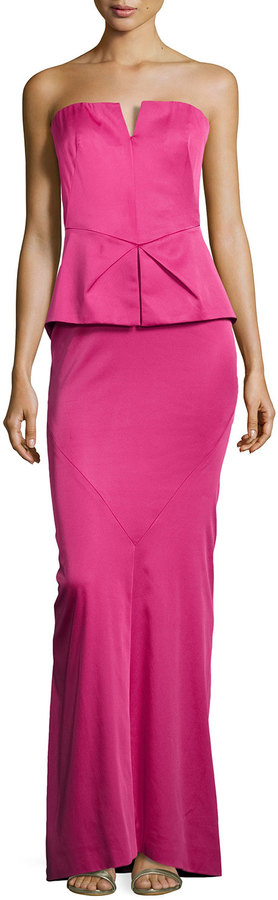 evening dress in shocking pink faille