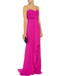 Badgley Mischka Ruched Crepe Gown